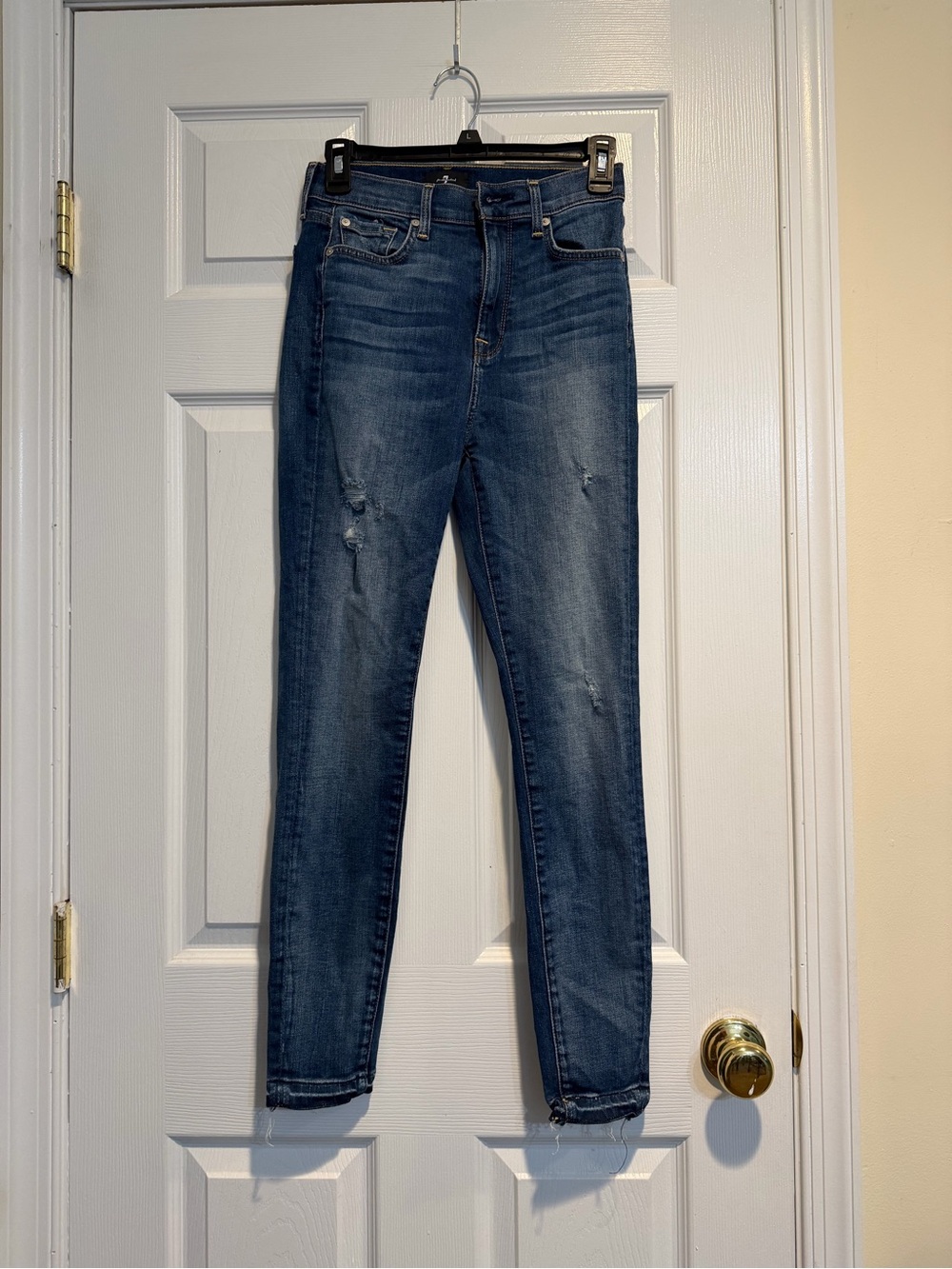 7 For All Mankind Slim High-Rise Skinny Jeans - Dark Blue